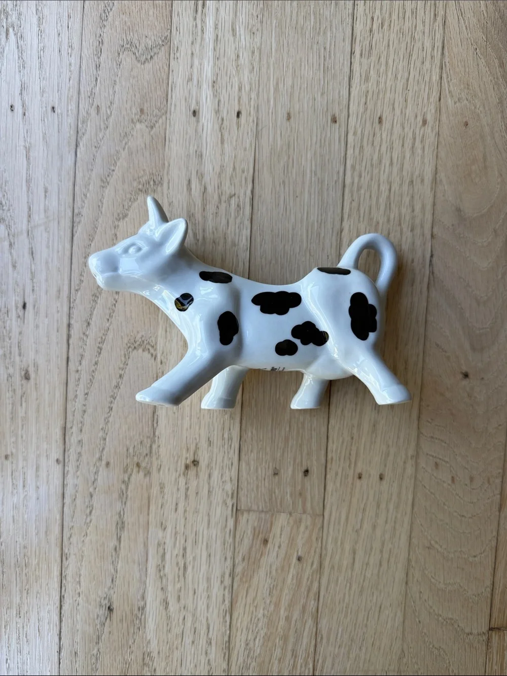 Pier 1 White Ceramic Cow Creamer with Black Spots